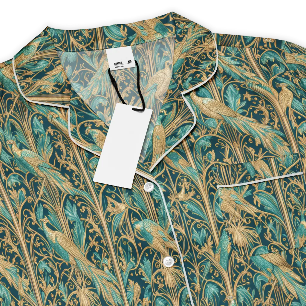 Teal Aviary on Women's Short Sleeve Pajama Top — Product details
