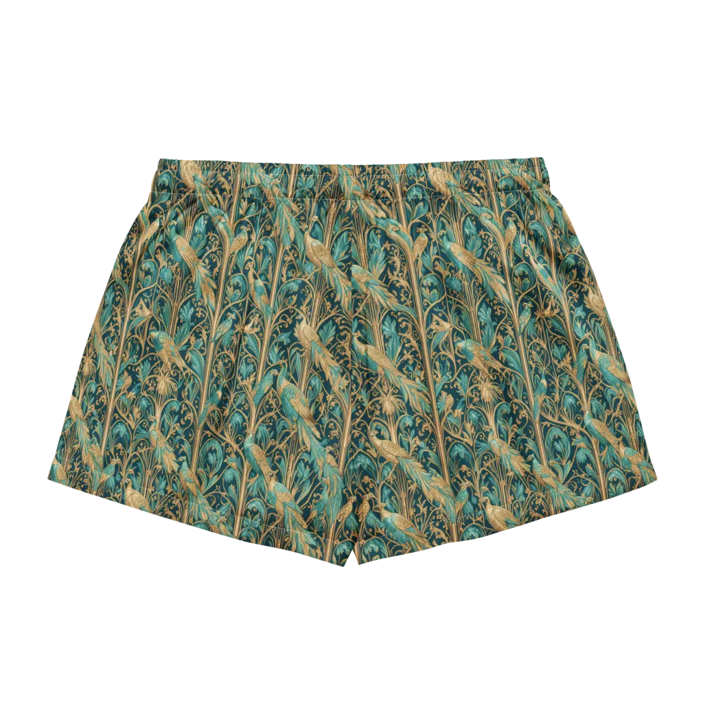 Teal Aviary on Women's Pajama Shorts — Back