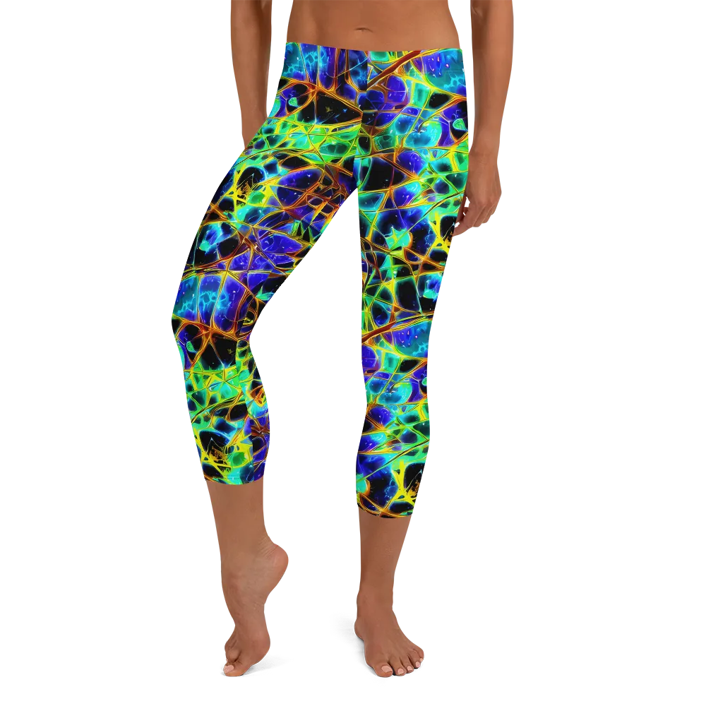 Iridescent Voltage on Capri Leggings — Front
