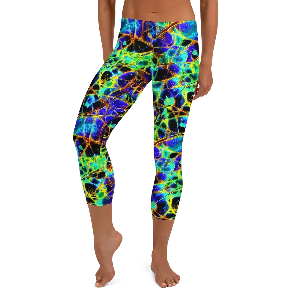Iridescent Voltage on Capri Leggings — Front
