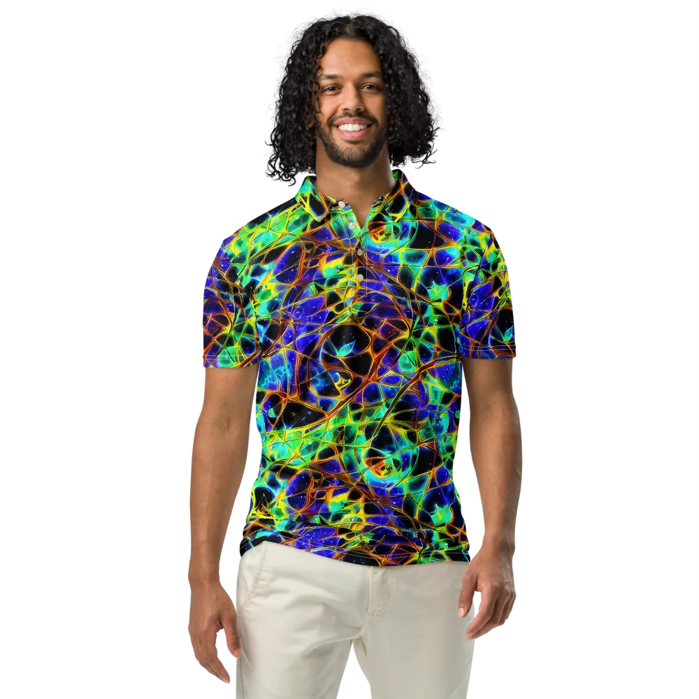 Iridescent Voltage on Men's Slim Fit Polo Shirt — Front