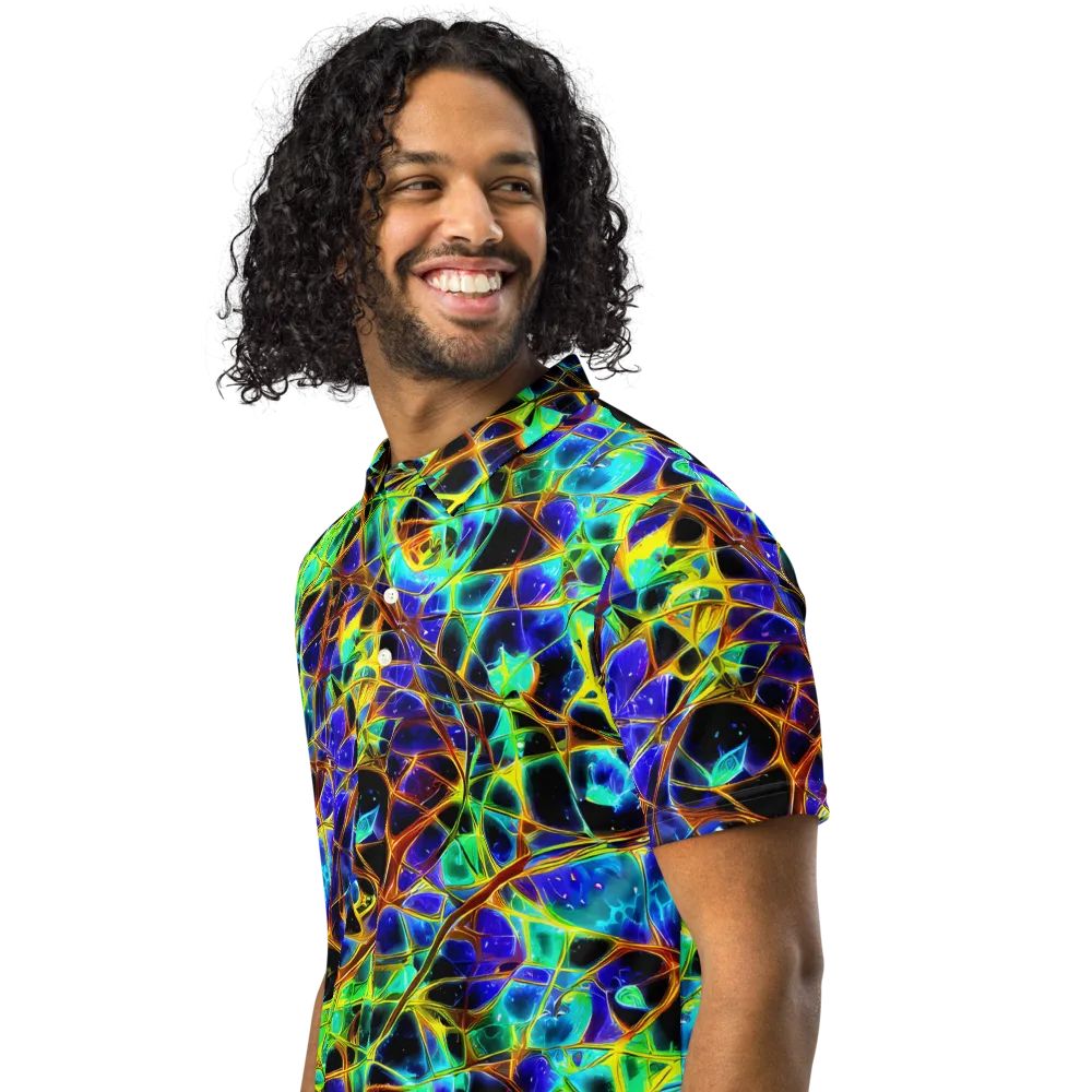 Iridescent Voltage on Men's Slim Fit Polo Shirt — Left Front