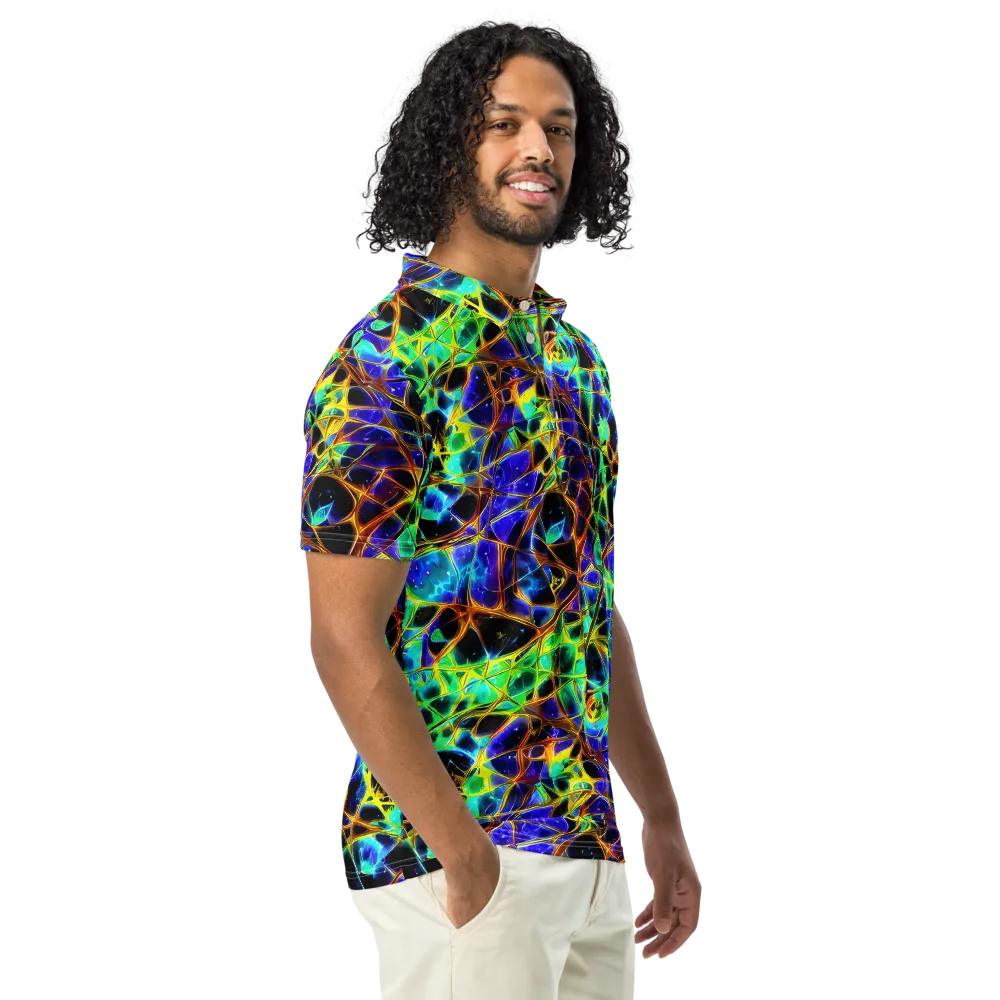 Iridescent Voltage on Men's Slim Fit Polo Shirt — Right Front