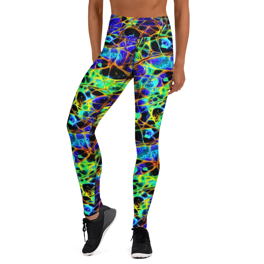 Iridescent Voltage on Yoga Leggings — Front