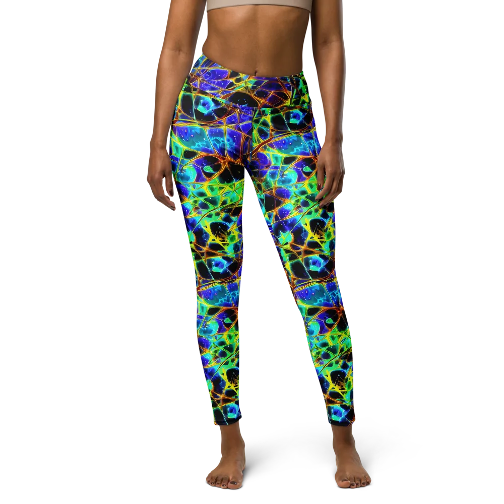 Iridescent Voltage on Yoga Leggings — Front