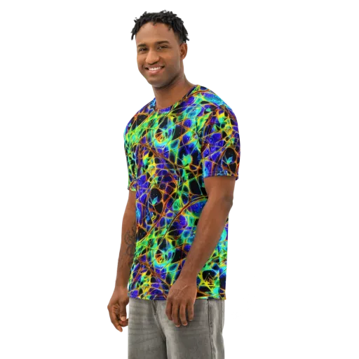 Iridescent Voltage on a Men's Cotton Crew Neck T-Shirt