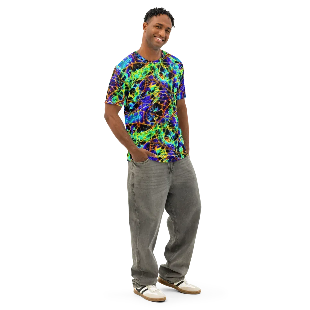 Iridescent Voltage on Men's Cotton Crew Neck T-Shirt — Right Front