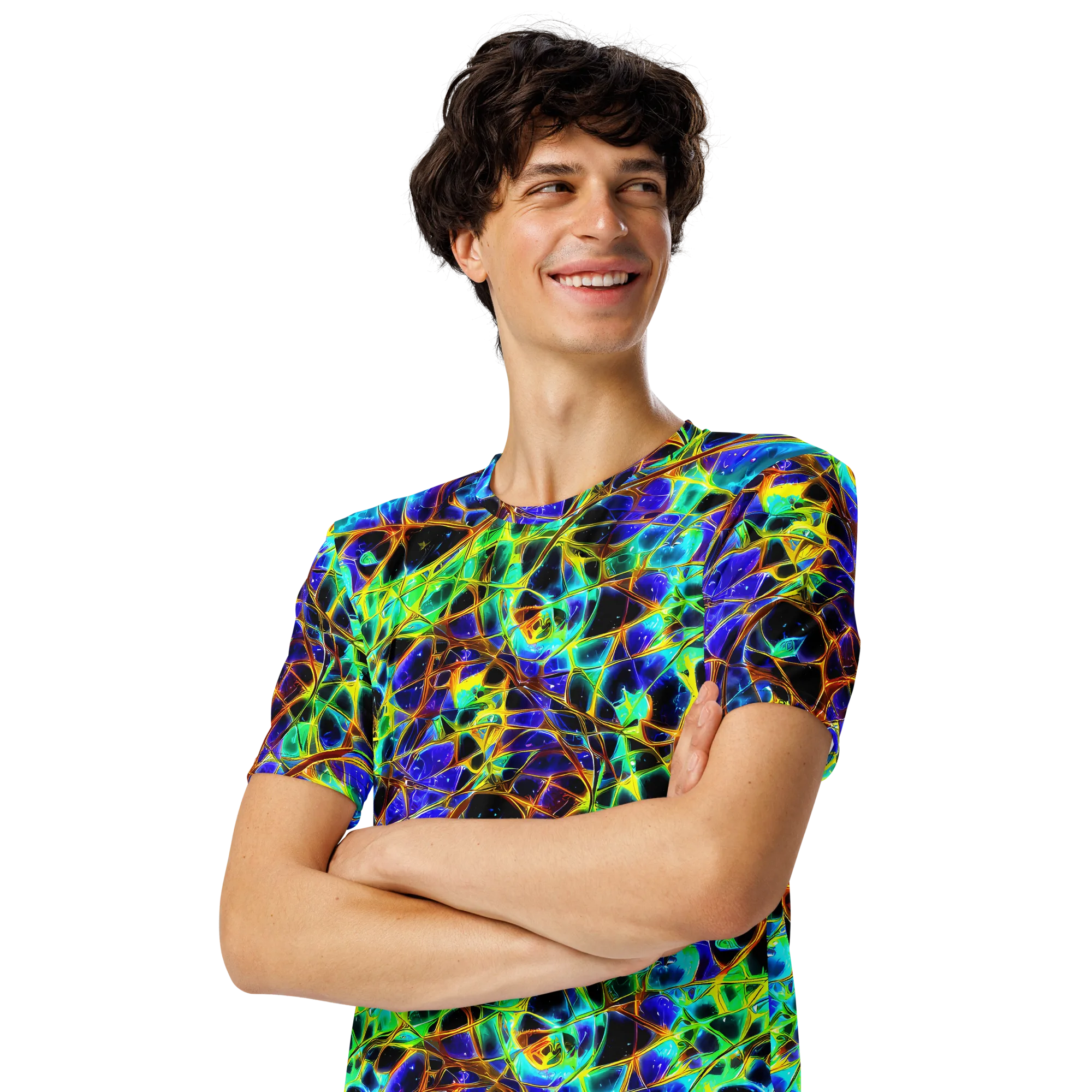 Iridescent Voltage on Men's Crew Neck T-Shirt — Left Front