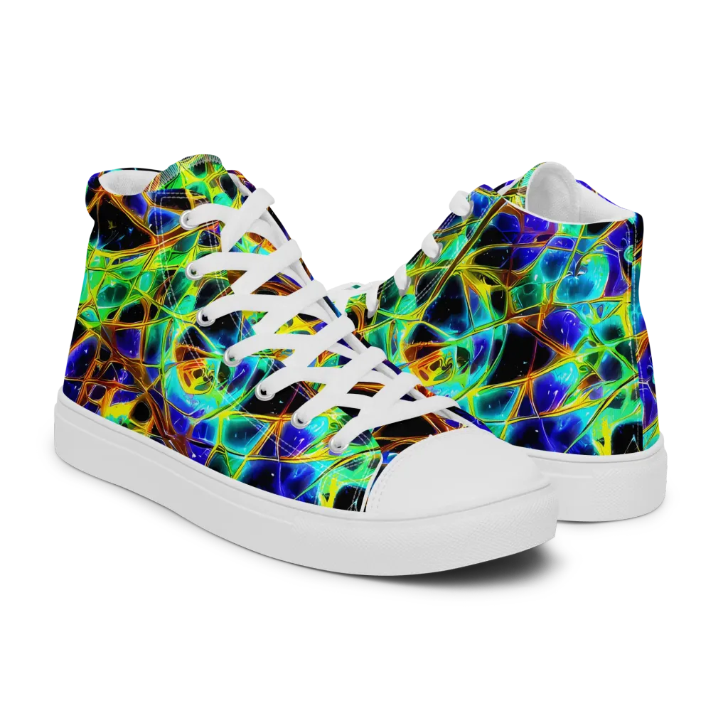 Iridescent Voltage on Men's High Top Canvas Shoes — Right