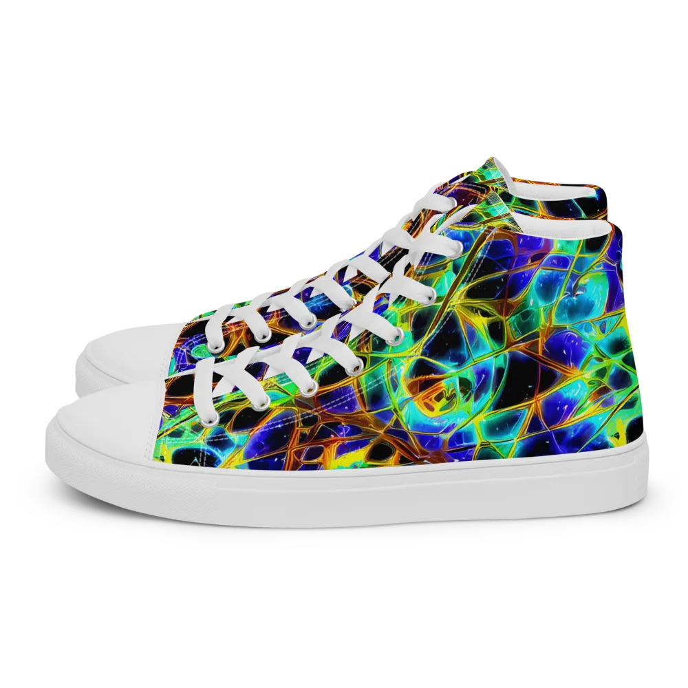 Iridescent Voltage on Women's High Top Canvas Shoes — Left