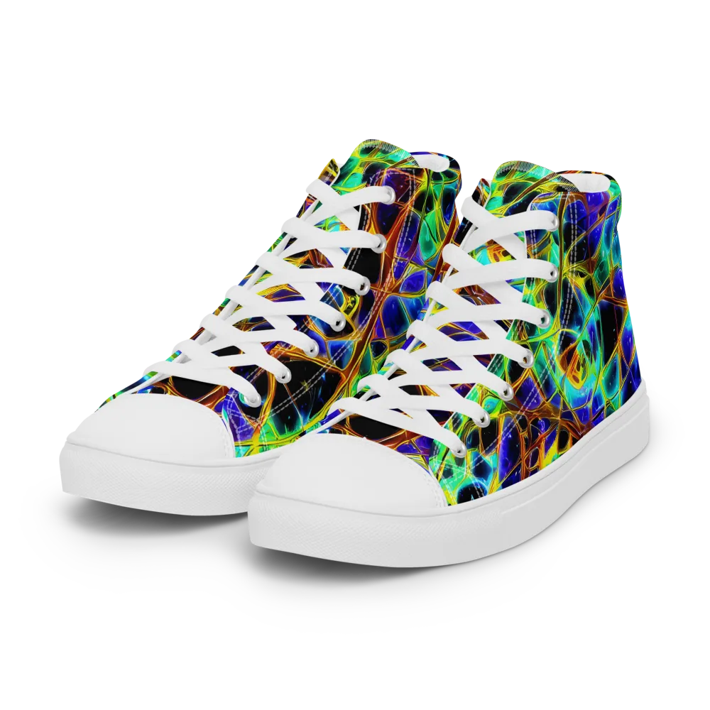 Iridescent Voltage on Women's High Top Canvas Shoes — Left Front
