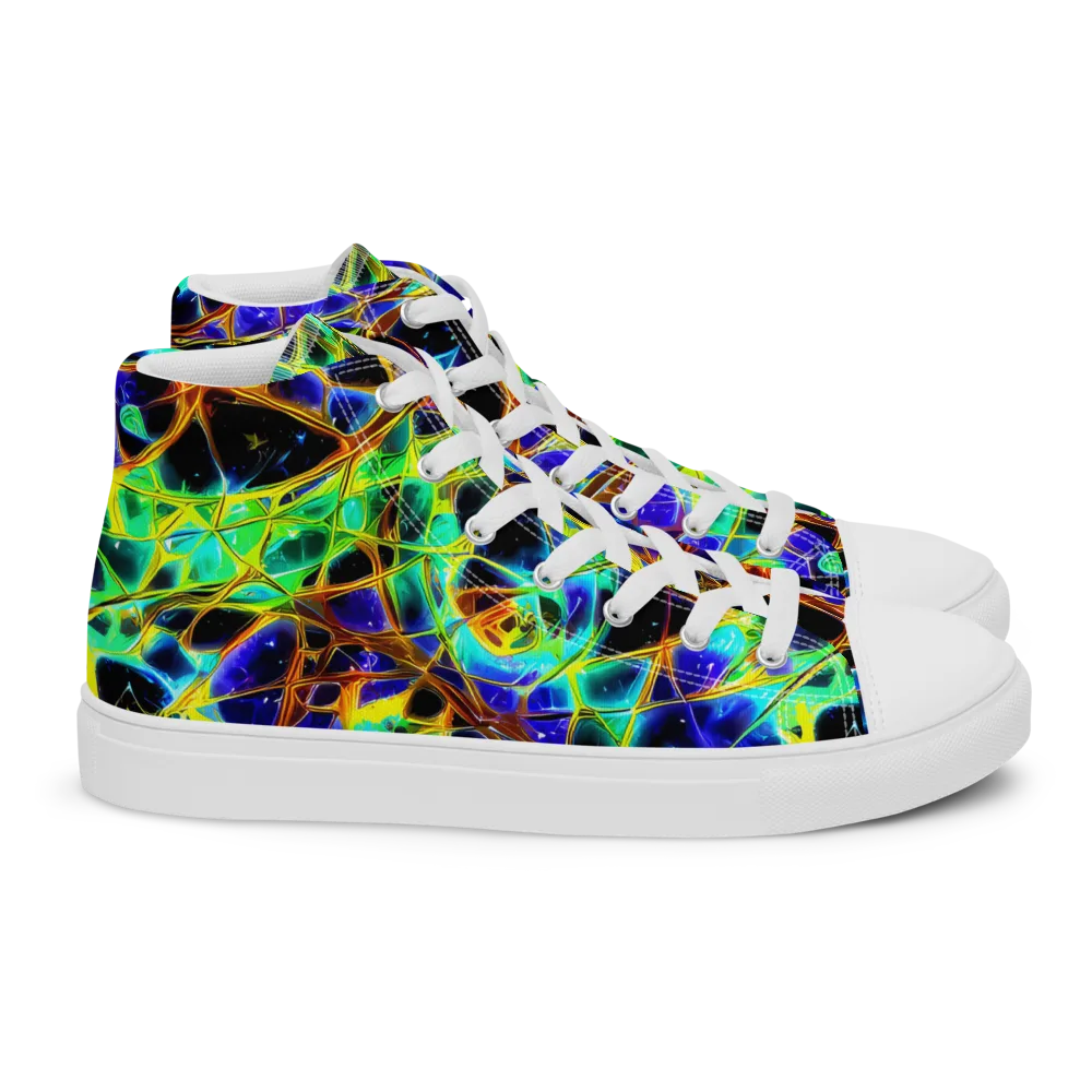 Iridescent Voltage on Women's High Top Canvas Shoes — Right