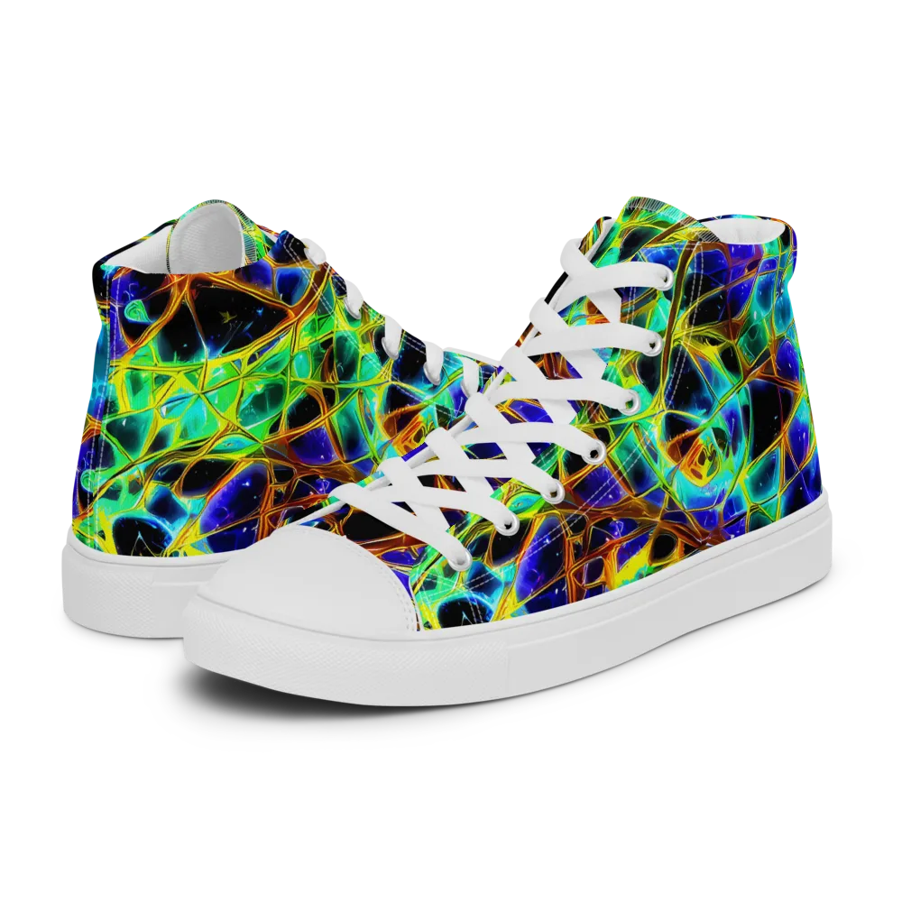 Iridescent Voltage on Women's High Top Canvas Shoes — Left