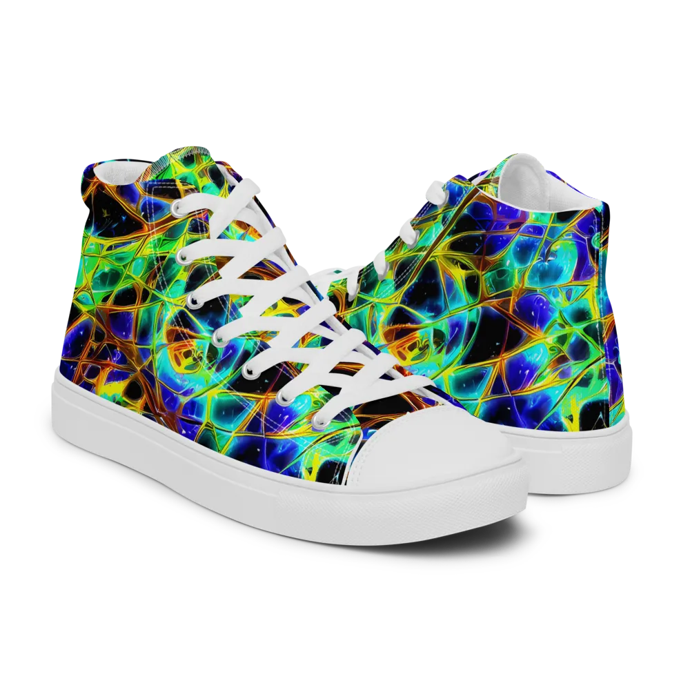 Iridescent Voltage on Women's High Top Canvas Shoes — Right