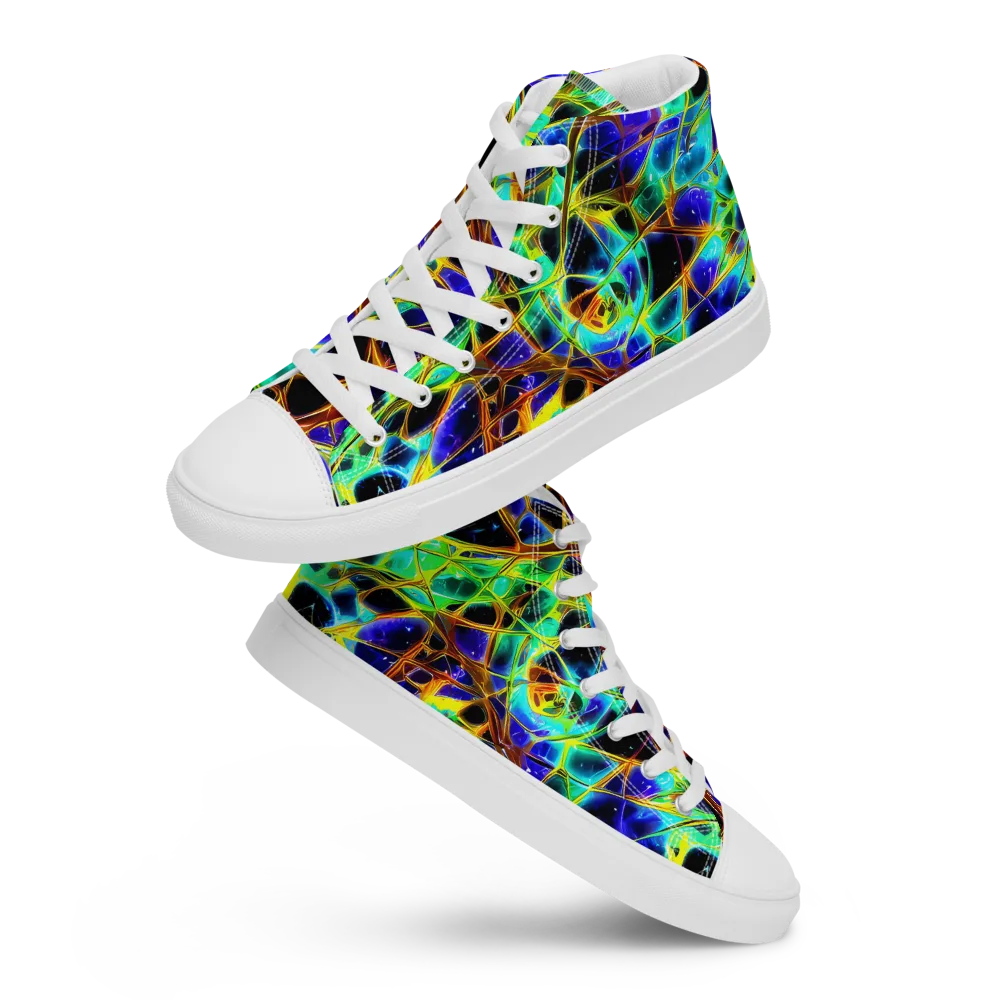 Iridescent Voltage on Women's High Top Canvas Shoes — Front