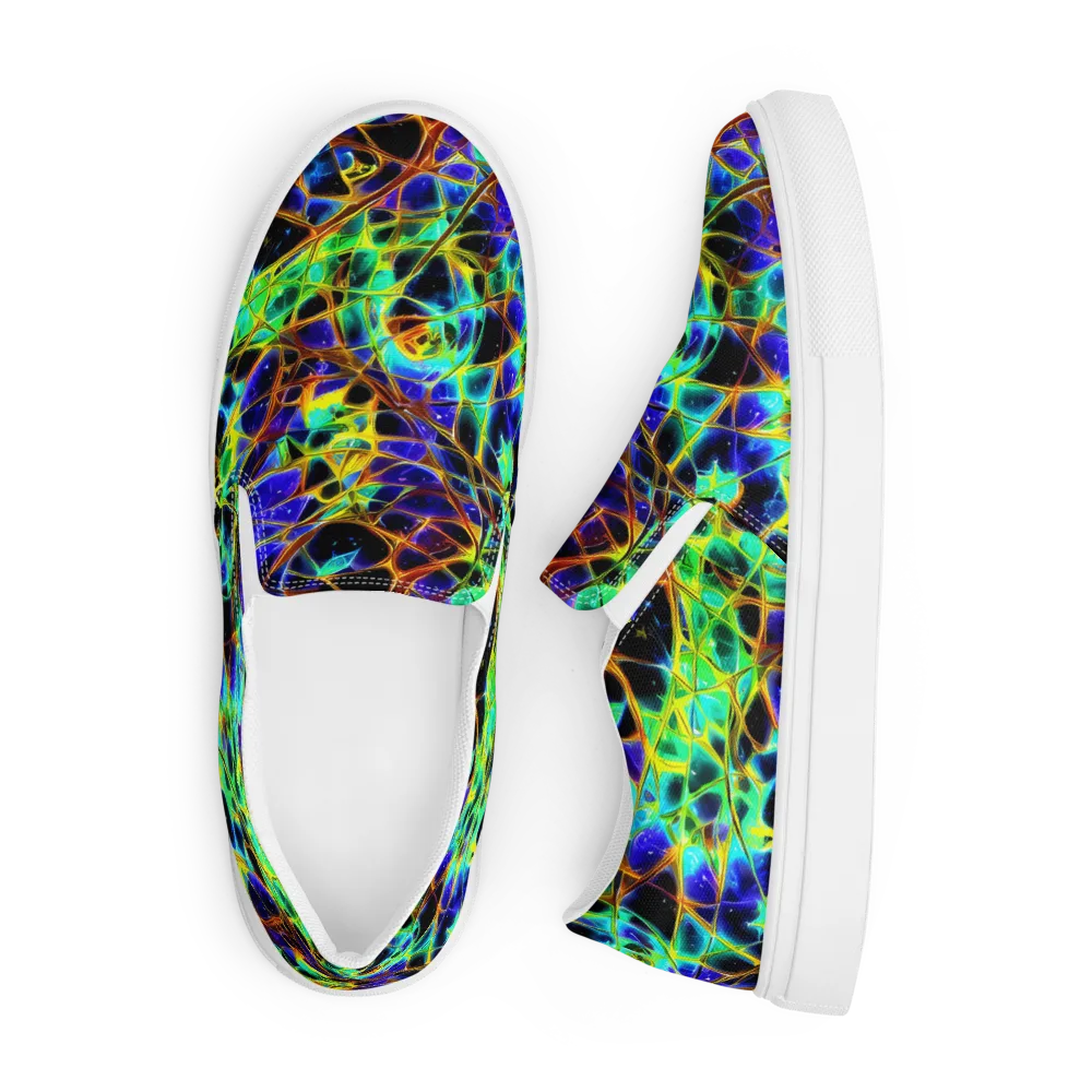 Iridescent Voltage on Men's Slip-On Canvas Shoes — Front