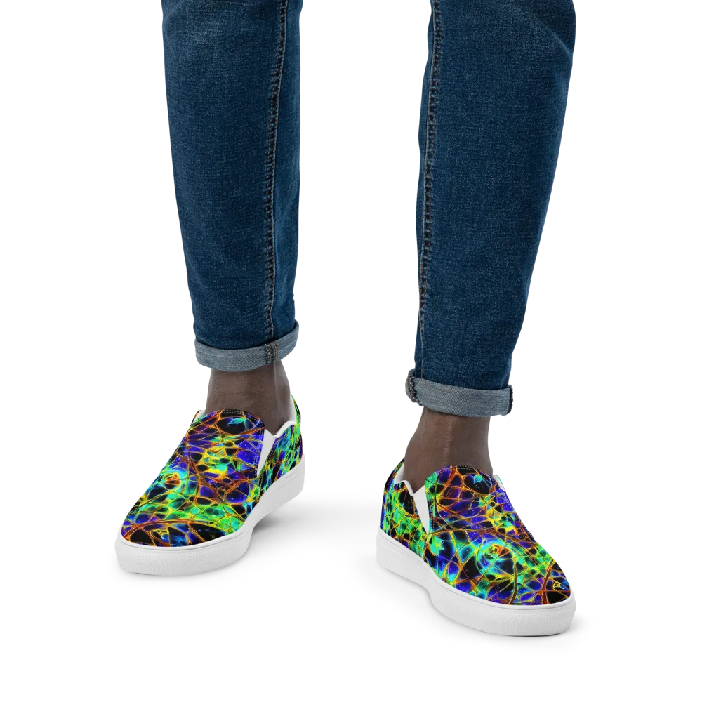 Iridescent Voltage on Men's Slip-On Canvas Shoes — Front
