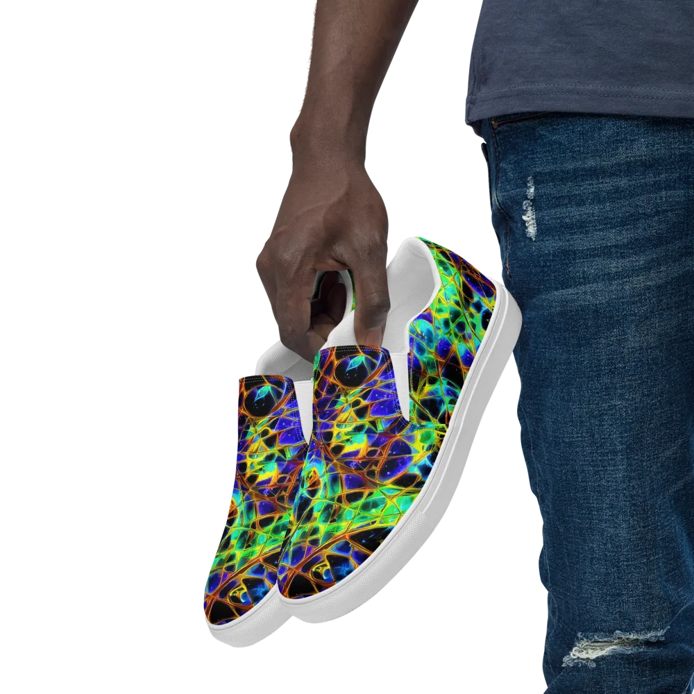 Iridescent Voltage on Men's Slip-On Canvas Shoes — Left Front