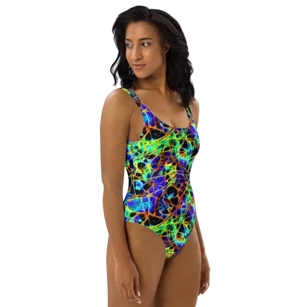 Iridescent Voltage on One-Piece Swimsuit — Right