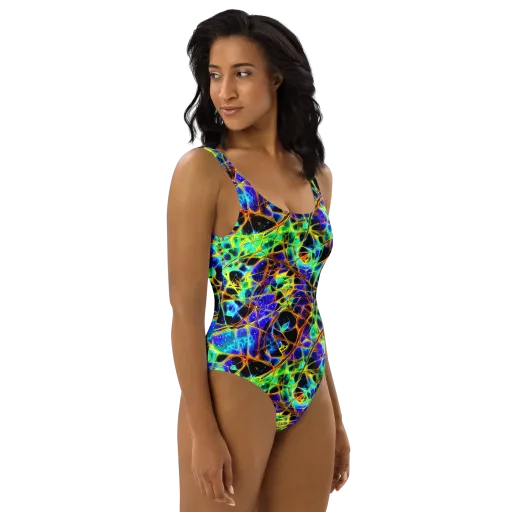 Iridescent Voltage on a One-Piece Swimsuit
