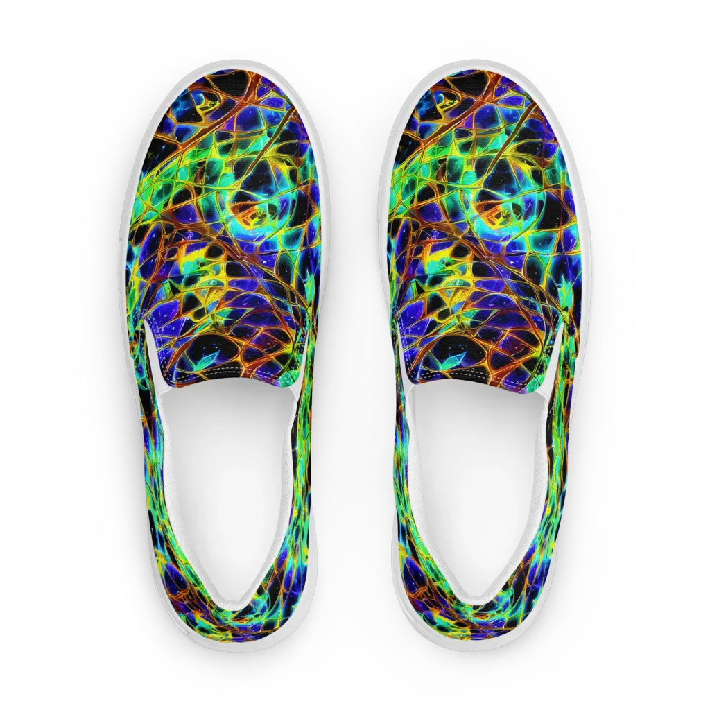 Iridescent Voltage on Women's Slip-On Canvas Shoes — Front