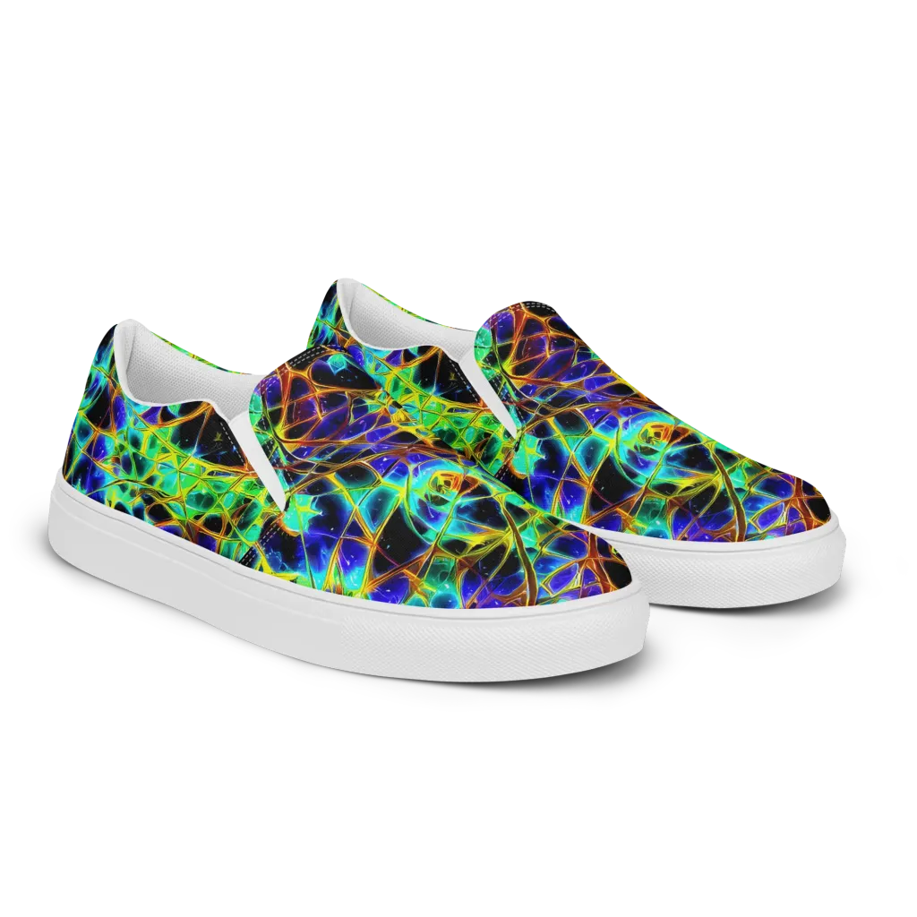 Iridescent Voltage on Women's Slip-On Canvas Shoes — Right Front