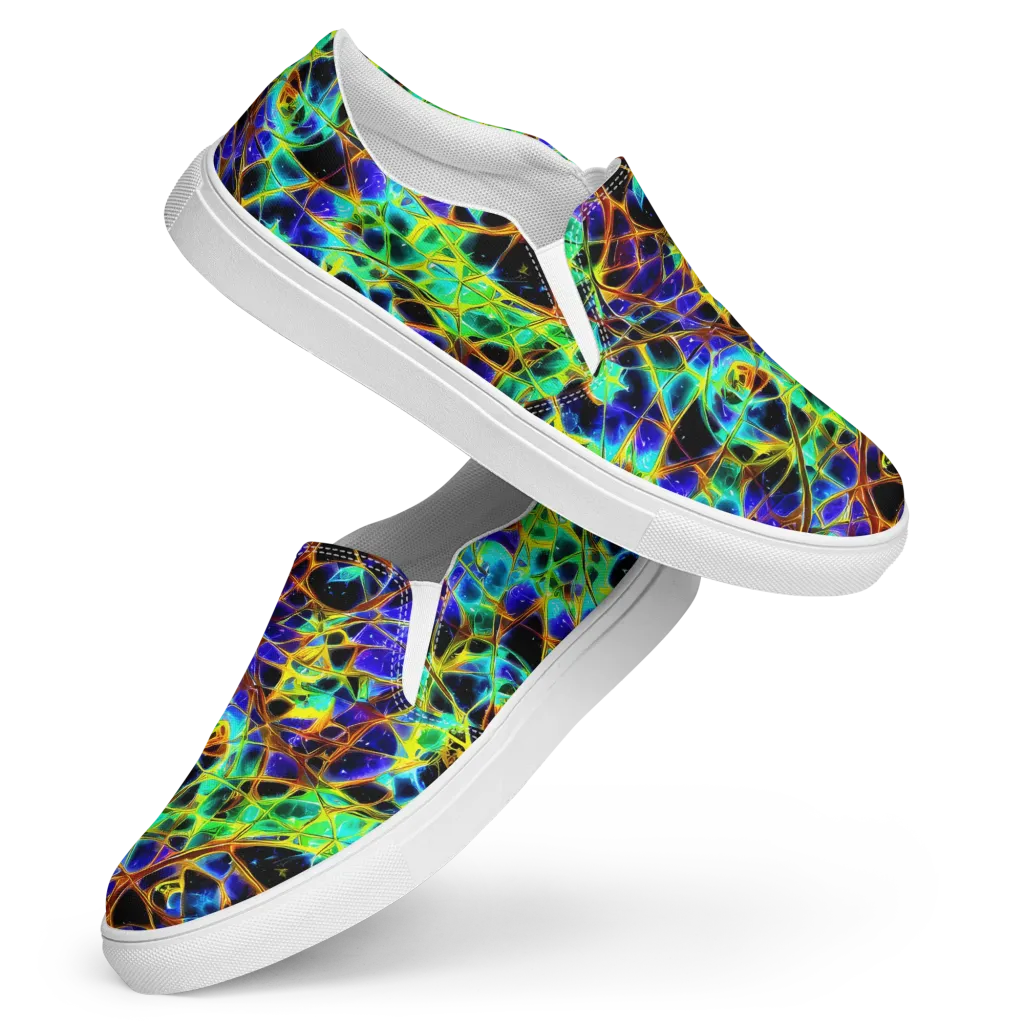Iridescent Voltage on Women's Slip-On Canvas Shoes — Front