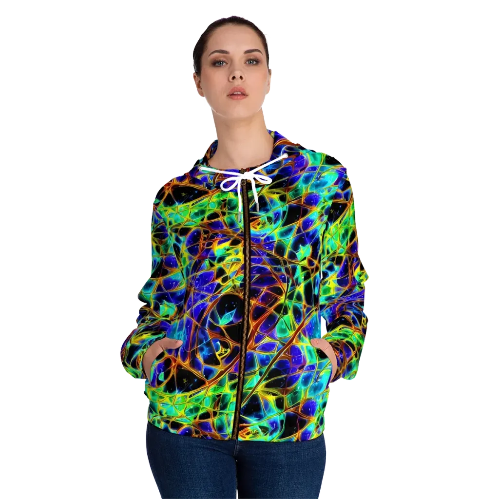 Iridescent Voltage on Women's Full-Zip Hoodie — Front On Person
