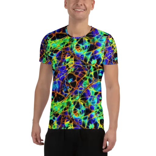 Iridescent Voltage on a Men's Athletic T-Shirt