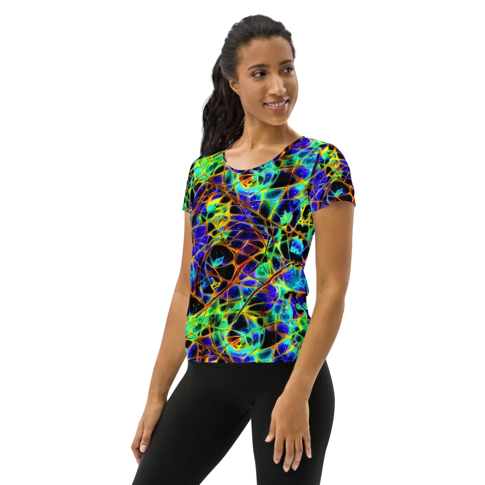 Iridescent Voltage on Women's Athletic T-Shirt — Left