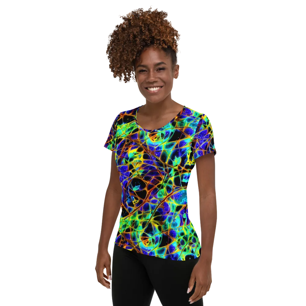 Iridescent Voltage on Women's Athletic T-Shirt — Left