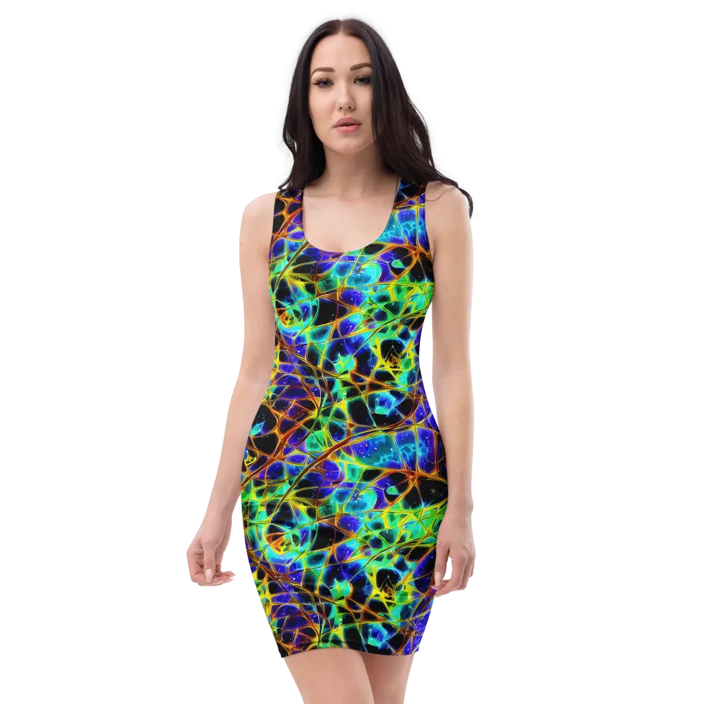 Iridescent Voltage on Bodycon Dress — Front