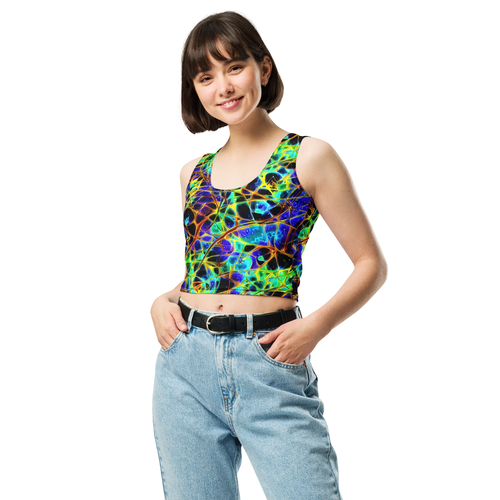 Iridescent Voltage on Crop Top — Front
