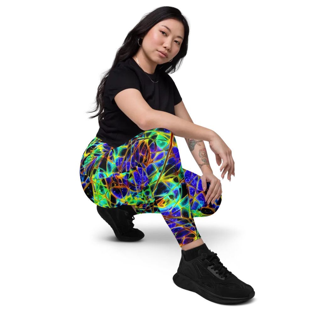 Iridescent Voltage on Leggings with Pockets — Right Front