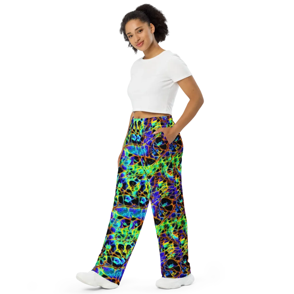 Iridescent Voltage on Wide-Leg Pants — Left Front