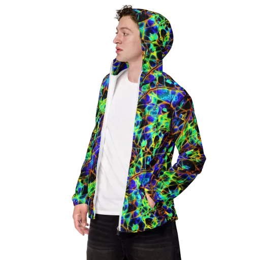 Iridescent Voltage on a Men's Windbreaker
