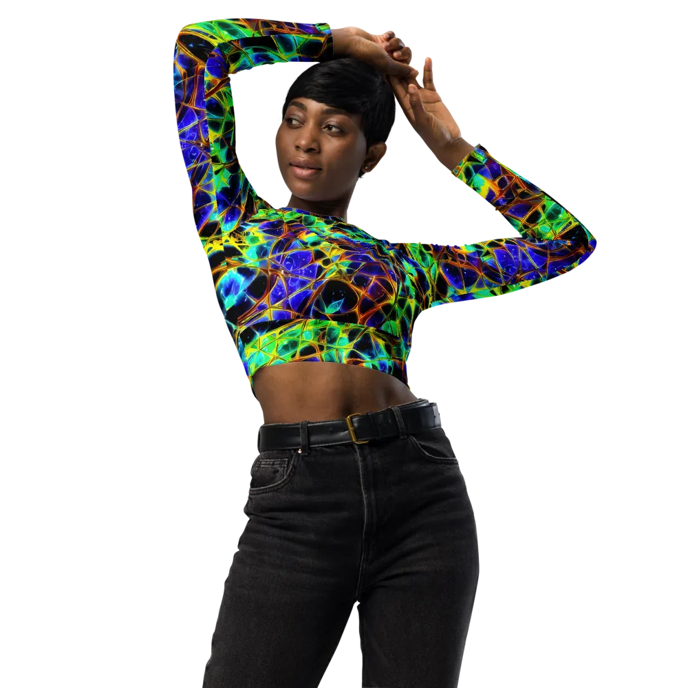 Iridescent Voltage on Long Sleeve Crop Top — Front