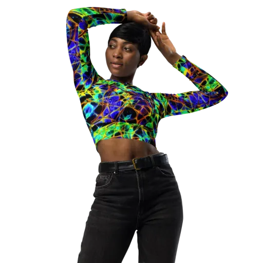 Iridescent Voltage on a Long Sleeve Crop Top