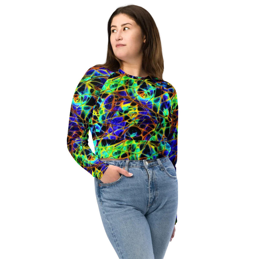 Iridescent Voltage on Long Sleeve Crop Top — Front