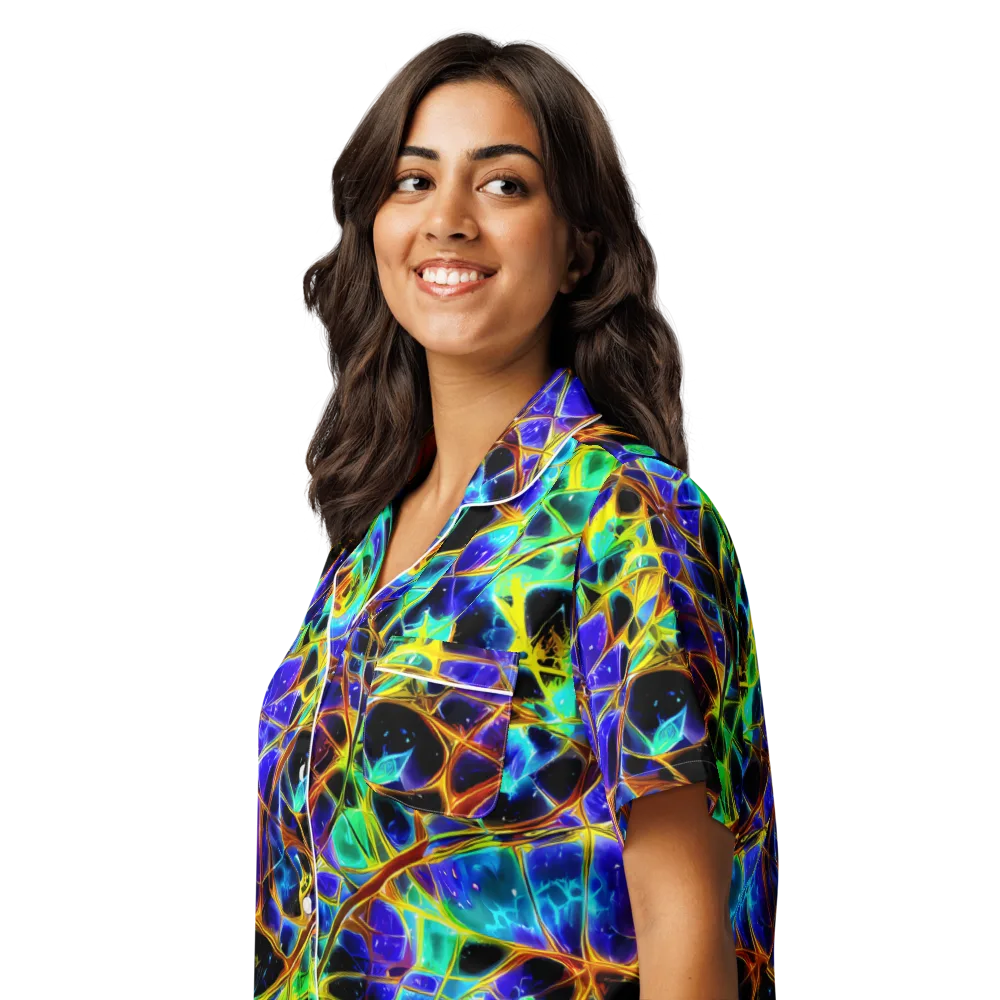 Iridescent Voltage on Women's Short Sleeve Pajama Top — Left Front