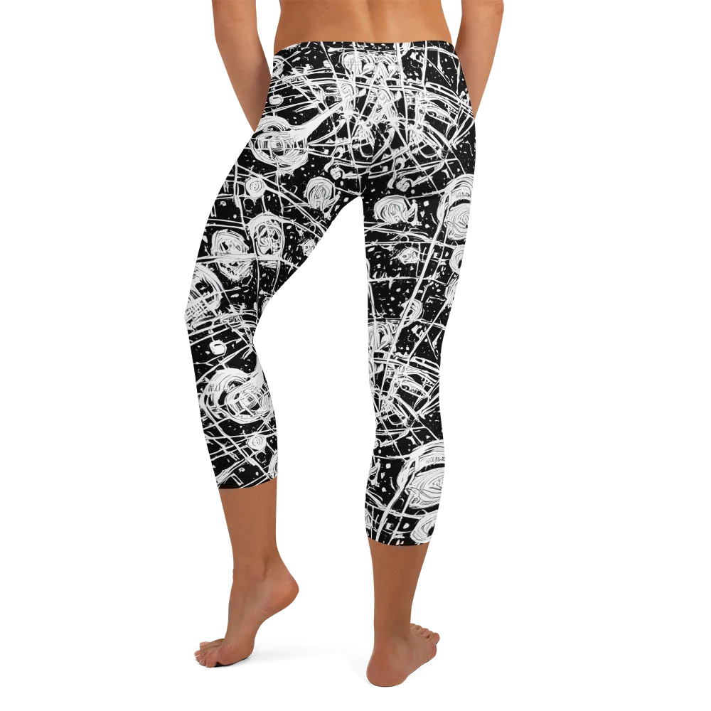 Blackwire Bloom on Capri Leggings — Back