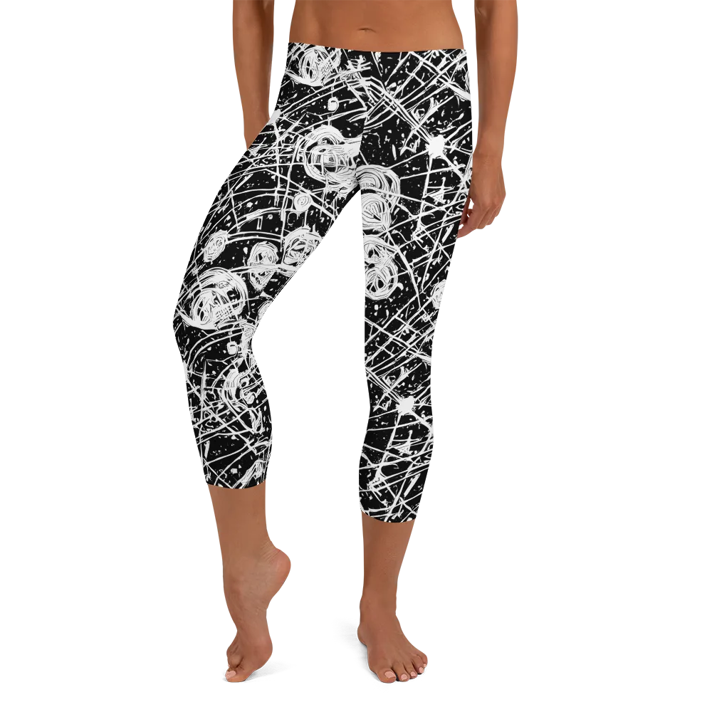 Blackwire Bloom on Capri Leggings — Front