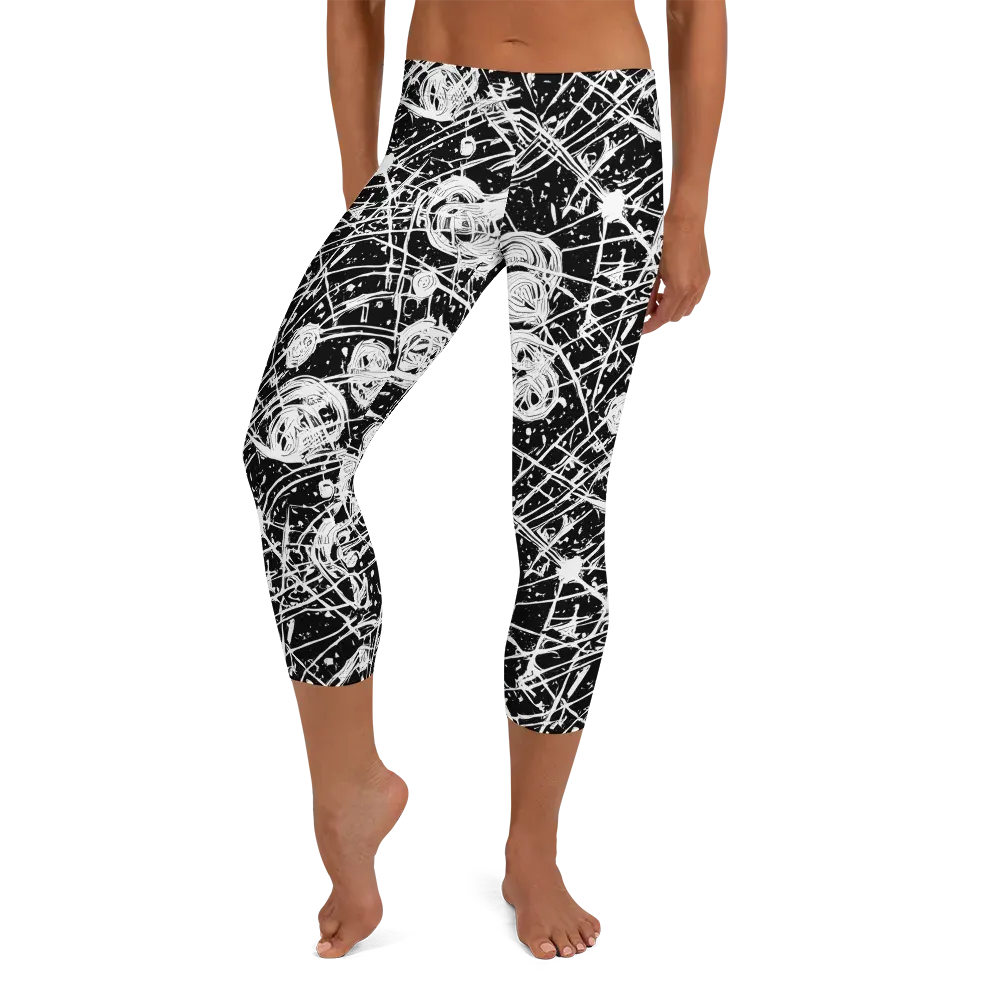 Blackwire Bloom on Capri Leggings — Front