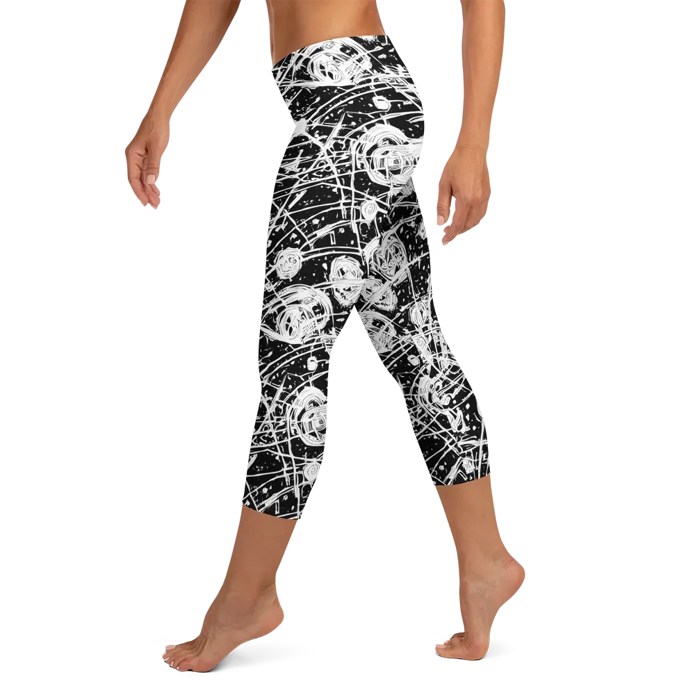 Blackwire Bloom on Capri Leggings — Left