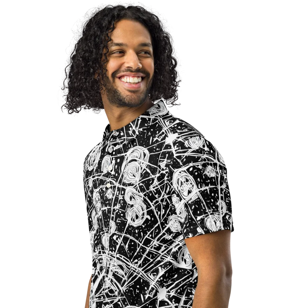 Blackwire Bloom on Men's Slim Fit Polo Shirt — Left Front