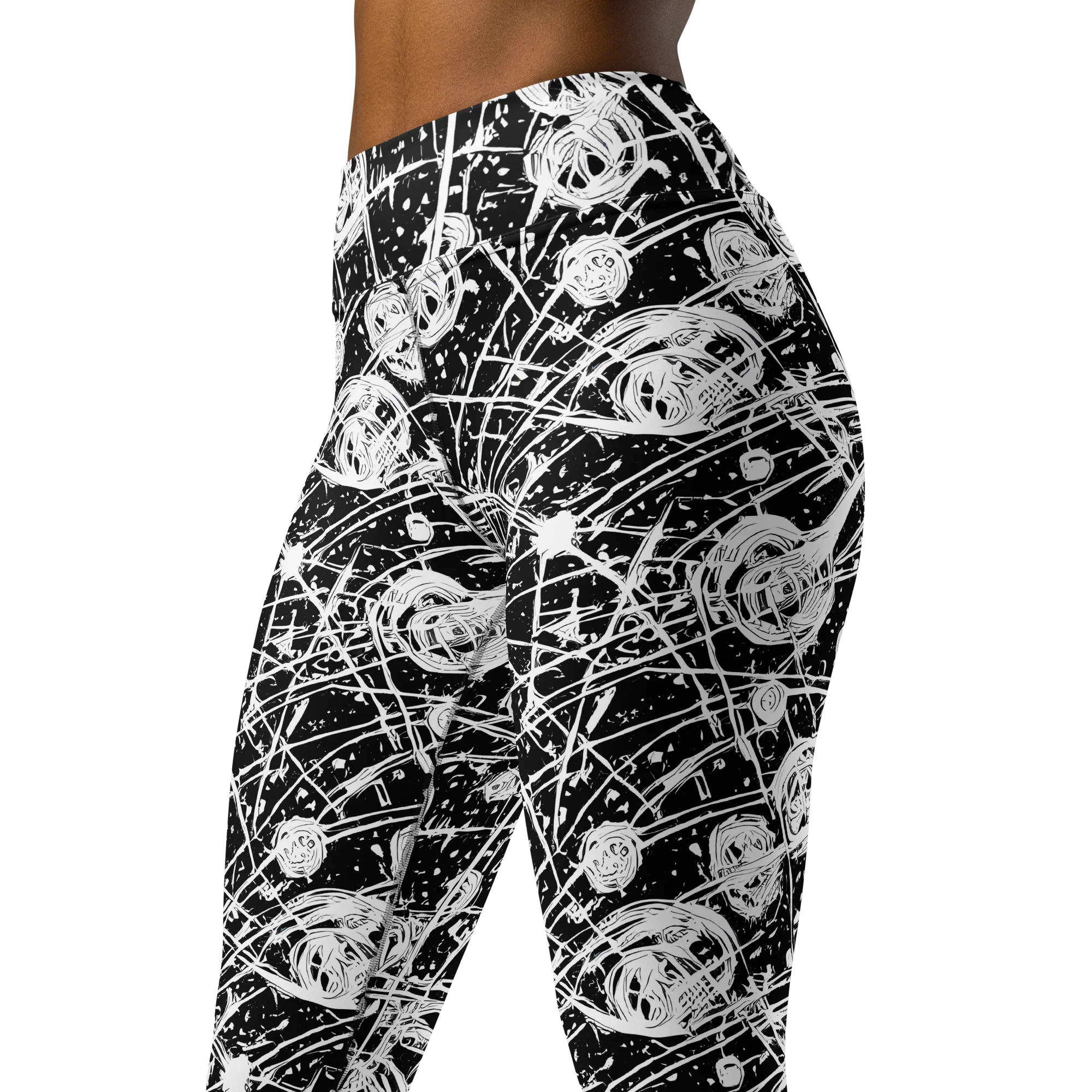 Blackwire Bloom on Yoga Leggings — Left Front