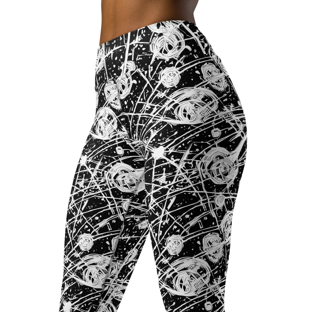 Blackwire Bloom on Yoga Leggings — Left Front
