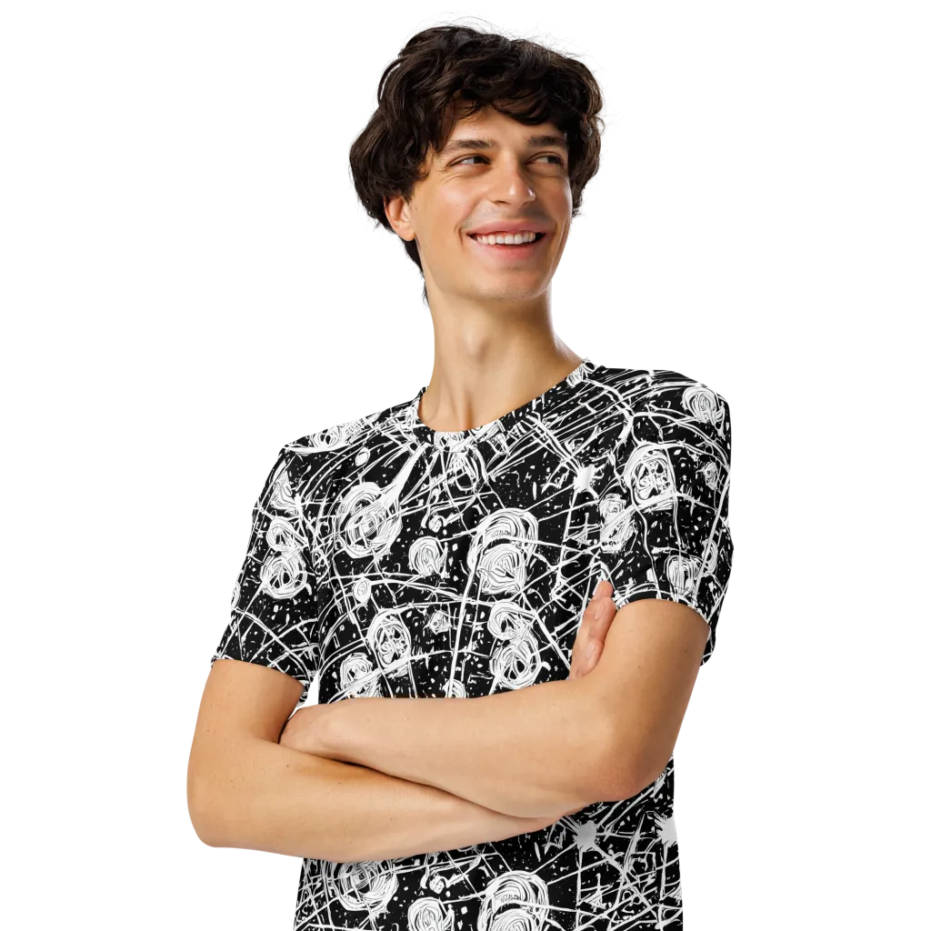 Blackwire Bloom on Men's Crew Neck T-Shirt — Left Front
