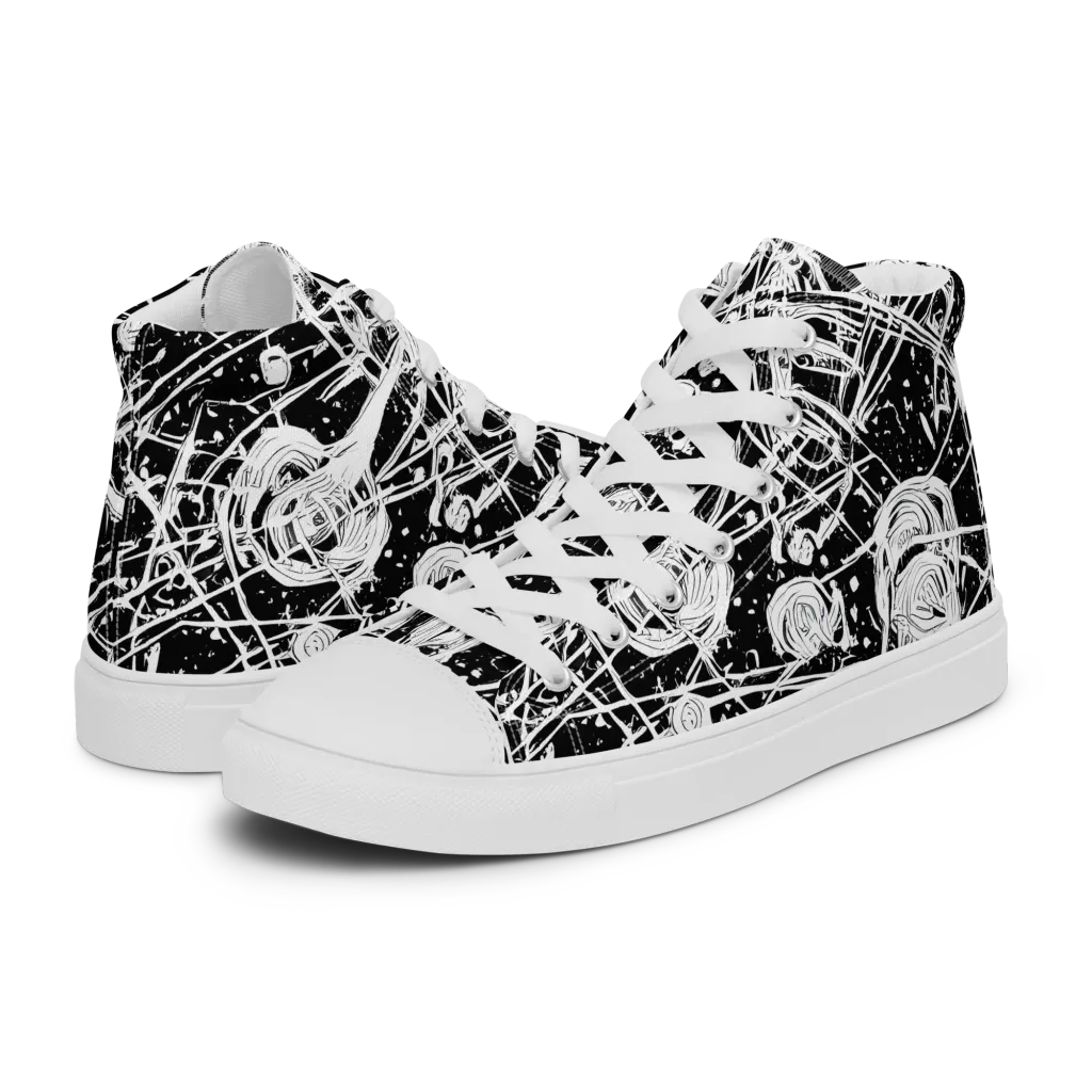 Blackwire Bloom on Men's High Top Canvas Shoes — Left
