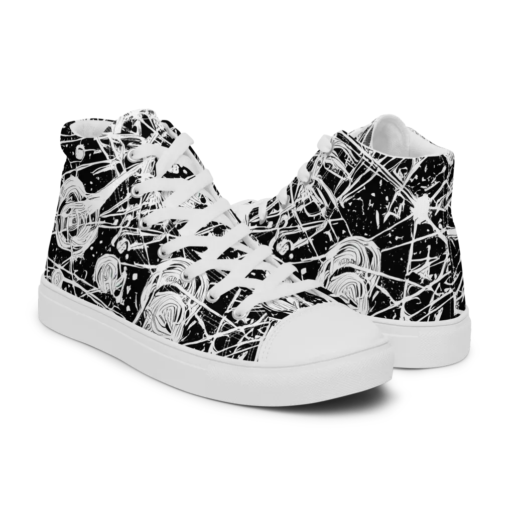 Blackwire Bloom on Men's High Top Canvas Shoes — Right